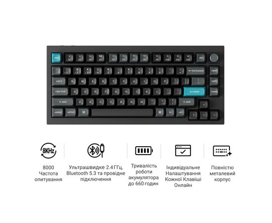 Клавиатура Keychron Q1 Ultra Keychron Red Switch RGB UA Black (Q1U-M1-UA), изображение 8
