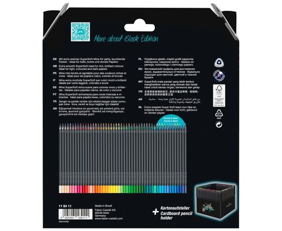 Карандаши цветные Faber-Castell Black Edition colour pencils 100 кольорів тригранні чорне дерево (32354), изображение 2