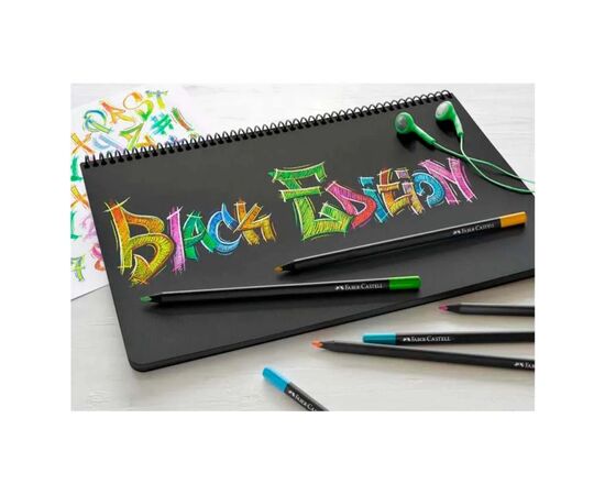 Карандаши цветные Faber-Castell Black Edition colour pencils 100 кольорів тригранні чорне дерево (32354), изображение 5