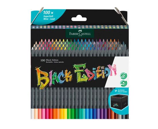 Карандаши цветные Faber-Castell Black Edition colour pencils 100 кольорів тригранні чорне дерево (32354)