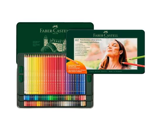 Карандаши цветные Faber-Castell POLYCHROMOS 102 кольори в металевій коробці (210061) (33048)