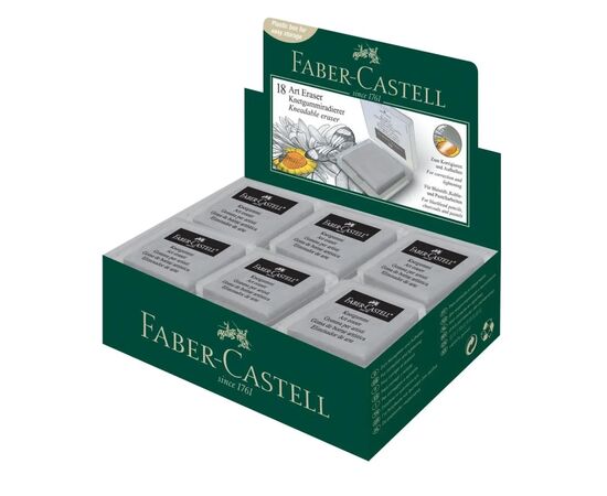 Ластик Faber-Castell «Клячка» Kneadable Art в пластиковой коробке, цвет серый (24291), изображение 3