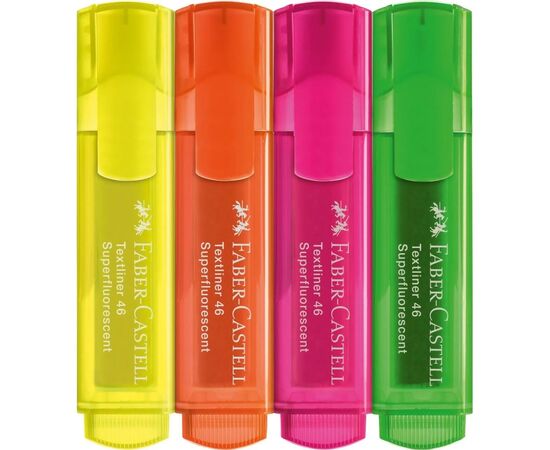 Набор маркеров Faber-Castell текстовых Textmarker 46 Superfluorescent, 4 цвета в картонной коробке (32578), изображение 3