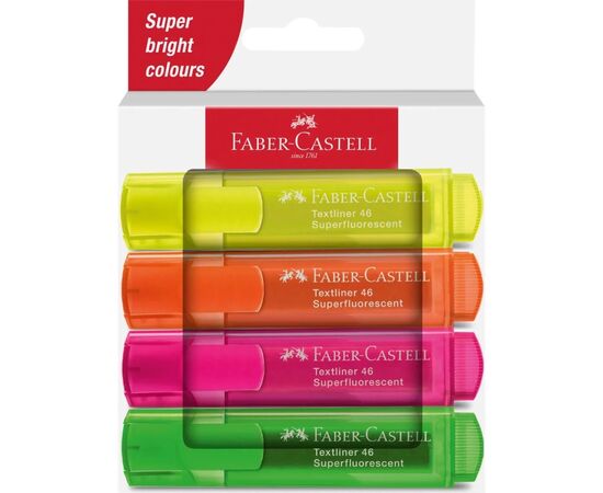 Набор маркеров Faber-Castell текстовых Textmarker 46 Superfluorescent, 4 цвета в картонной коробке (32578)