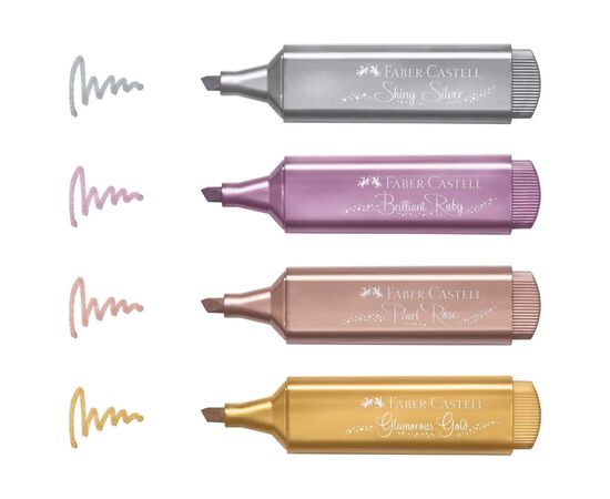 Набор маркеров Faber-Castell Highlighters Metallic Colors, 4 маркера металлика (32603), изображение 4