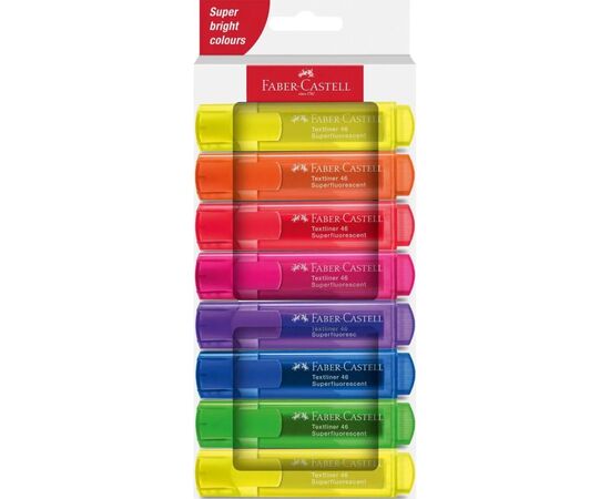 Набор маркеров Faber-Castell текстовых Highlighter Set 46, 8 штук (6+2 желтых) в картонной коробке (32591)