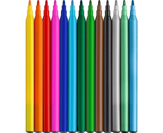 Фломастеры Faber-Castell Динозавр 10 цветов + 3 металлика + наклейки в картонной коробке (32962), изображение 3