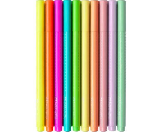 Фломастеры Faber-Castell Grip felt-tip pen neon+pastel, трехгранные пастельные+неоновые, 10 цветов (30746), изображение 3