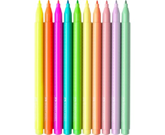 Фломастеры Faber-Castell Grip felt-tip pen neon+pastel, трехгранные пастельные+неоновые, 10 цветов (30746), изображение 4