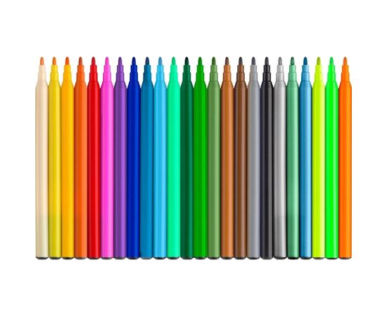 Фломастеры Faber-Castell Динозавр 18 цветов + 3 металлика + 3 неоновых + наклейки в картонной коробке (32963), изображение 3