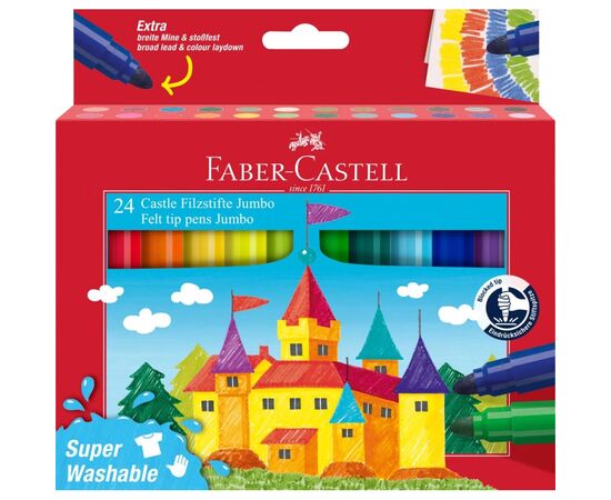 Фломастеры Faber-Castell утолщенные Felt tip JUMBO 24 цвета в картонной коробке (32539)