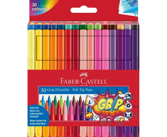 Фломастеры Faber-Castell трехгранные Grip felt-tip pen, 30 цветов (29902)