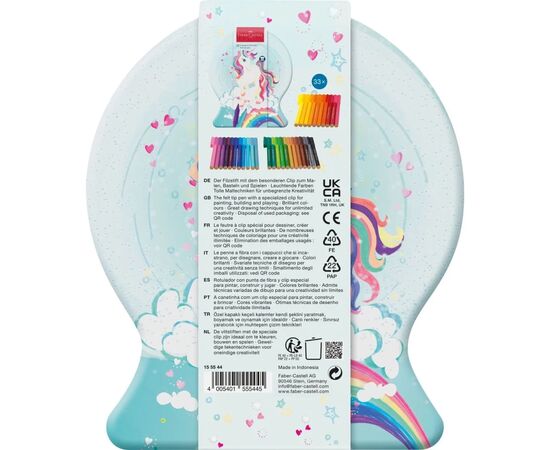 Фломастеры Faber-Castell Единорог в металлической коробке Connector Скрепляй вместе 33 цвета (32360), изображение 2