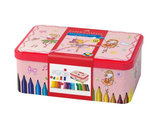 Фломастеры Faber-Castell Балерина в металлической коробке Connector Скрепляй вместе 33 цвета (26537)