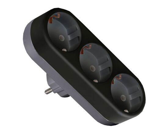 Сетевой разветвитель EUROELECTRIC X3 16А Black с заземлением (EE-3-16A(black)), изображение 2