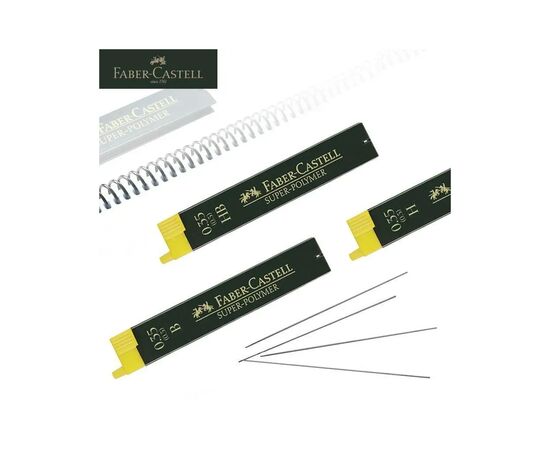 Грифель для механического карандаша Faber-Castell Super-Polymer 2Н (диаметр 0,35 мм), 12 штук в пенале (27658), изображение 2