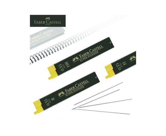 Грифель для механического карандаша Faber-Castell Super-Polymer В (диаметр 0,35 мм), 12 штук в пенале (6053), изображение 2