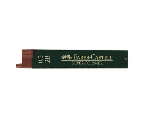 Грифель для механического карандаша Faber-Castell Super-Polymer 2В (диаметр 0,5 мм), 12 штук в пенале (16804)