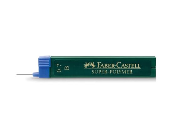 Грифель для механического карандаша Faber-Castell Super-Polymer В (диаметр 0,7 мм), 12 штук в пенале (22543)