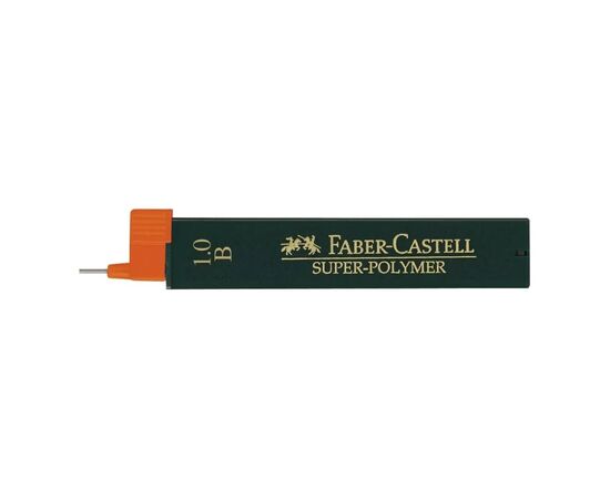 Грифель для механического карандаша Faber-Castell Super-Polymer В (диаметр 1,0 мм), 12 штук в пенале (6055)