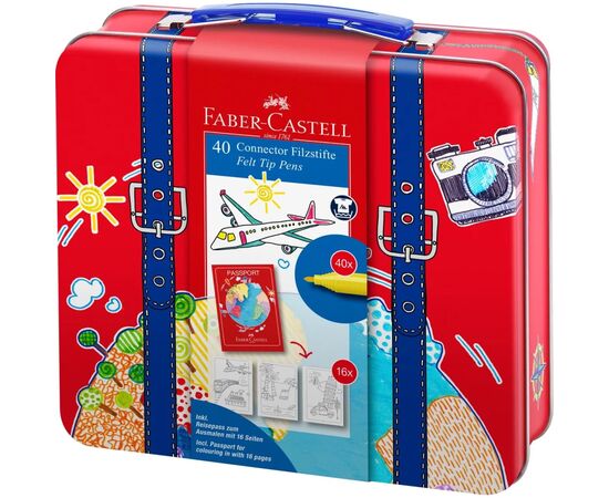 Фломастери Faber-Castell в металевій валізці Connector Скрепляй разом 40 кольорів (31347)