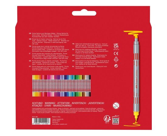 Фломастеры Faber-Castell двухсторонние Double-ended Fibre tip, 40 цветов (32421), изображение 2