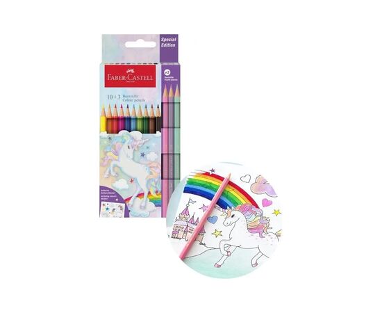 Карандаши цветные Faber-Castell PASTEL UNICORN 10+3 кольори (111219) (32515), изображение 4