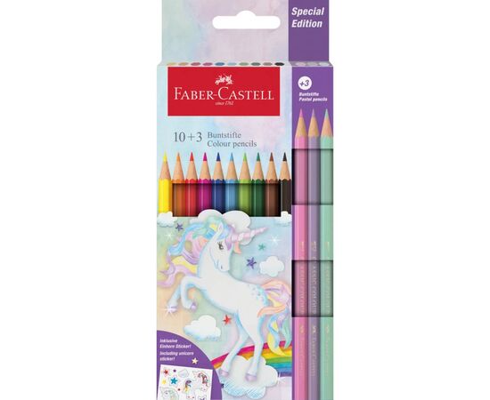 Карандаши цветные Faber-Castell PASTEL UNICORN 10+3 кольори (111219) (32515)