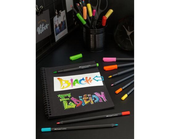 Фломастеры Faber-Castell кисточки Black Edition, 20 цветов (32356), изображение 5