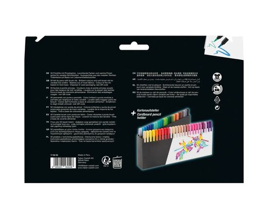 Фломастеры Faber-Castell кисточки Black Edition, 50 цветов (33038), изображение 3