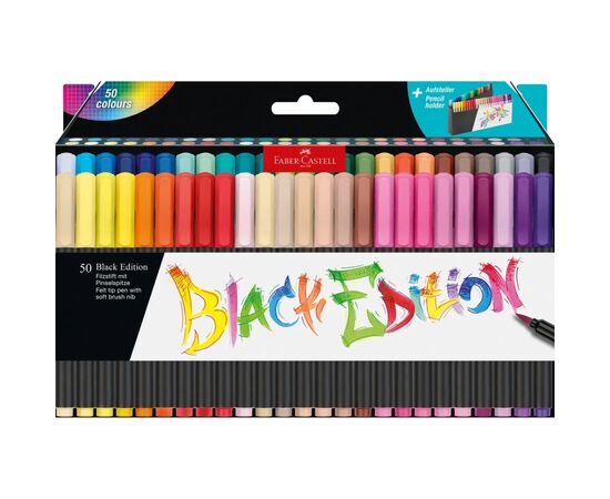 Фломастеры Faber-Castell кисточки Black Edition, 50 цветов (33038)