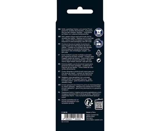 Фломастеры Faber-Castell кисточки Black Edition Pastel пастельных цветов, 6 цветов (32357), изображение 2