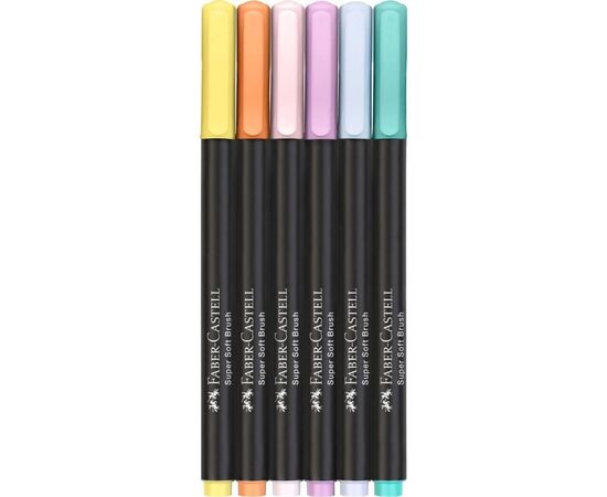 Фломастеры Faber-Castell кисточки Black Edition Pastel пастельных цветов, 6 цветов (32357), изображение 3