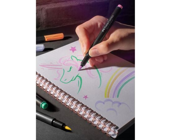 Фломастеры Faber-Castell кисточки Black Edition Pastel пастельных цветов, 6 цветов (32357), изображение 5