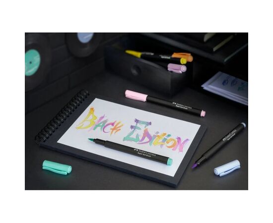 Фломастеры Faber-Castell кисточки Black Edition Pastel пастельных цветов, 6 цветов (32357), изображение 6