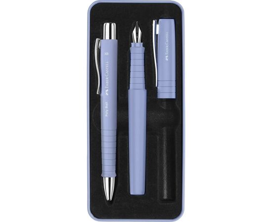Ручка шариковая Faber-Castell набор ручек POLY Ball Set в металлическом пенале (перо + шарик. ручка), цвет корпуса фиолетовый (32958)