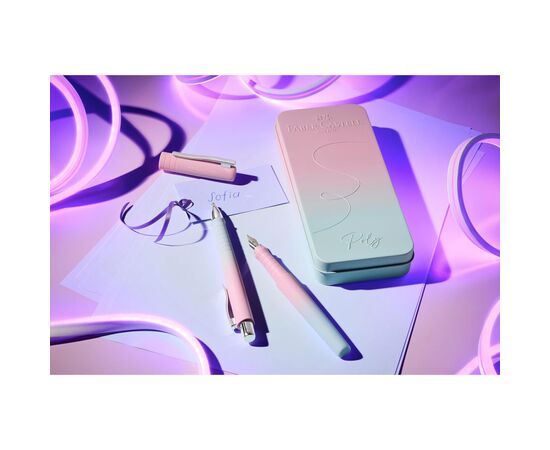 Ручка шариковая Faber-Castell набор ручек POLY Ball Set в металлическом пенале (перо М + шарик. ручка), цвет корпуса розово-го (33116), изображение 4