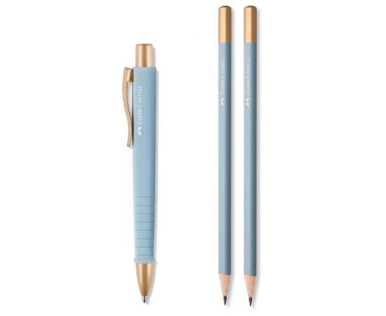 Ручка шариковая Faber-Castell набор шариковая ручка + 2 карандаша Writing Set POLY BALL Urban, цвет голубой (32574), изображение 2