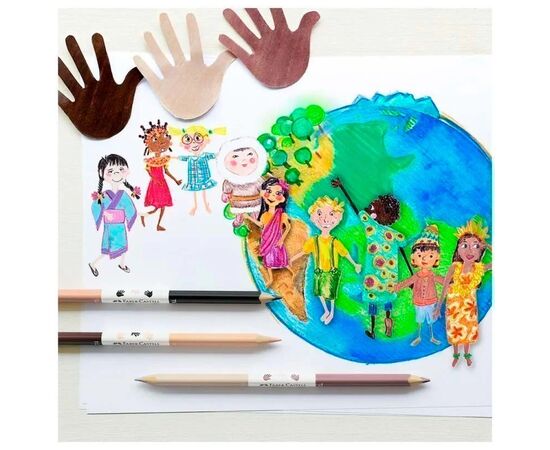 Карандаши цветные Faber-Castell Children of the World 12 кольорів + 3 шт (511514) (32331), изображение 2