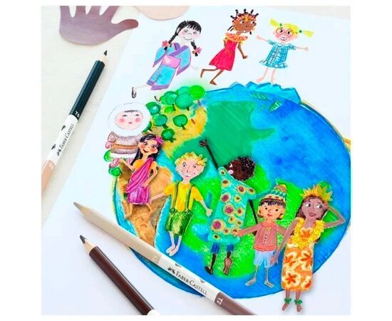 Карандаши цветные Faber-Castell Children of the World 12 кольорів + 3 шт (511514) (32331), изображение 3