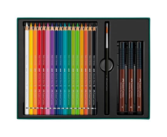 Карандаши цветные Faber-Castell AlbrechtDrer17 кольорів з аксесуарамив картонній подарунковій коробці (217552) (33027), изображение 2