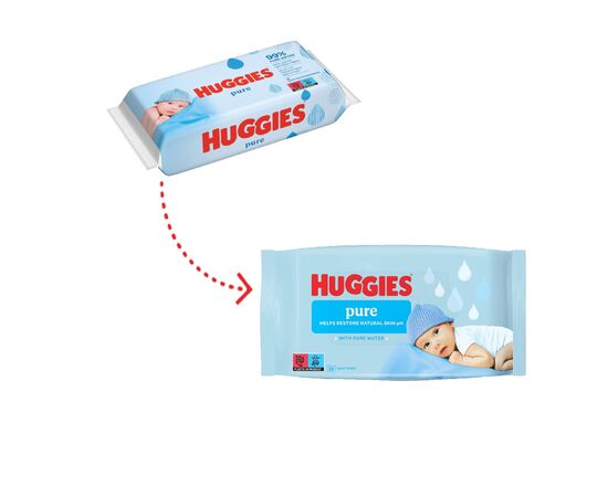 Дитячі вологі серветки Huggies Pure 56 х 4 шт (5029053550121), зображення 3