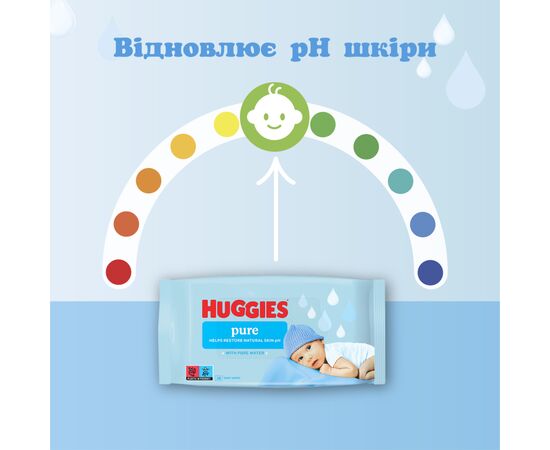 Дитячі вологі серветки Huggies Pure 56 х 4 шт (5029053550121), зображення 4
