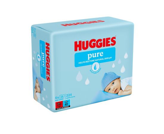 Дитячі вологі серветки Huggies Pure 56 х 4 шт (5029053550121)