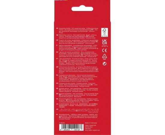 Карандаши цветные Faber-Castell акварельні , 12 кольорів + пензлик (114413) (1407), изображение 2
