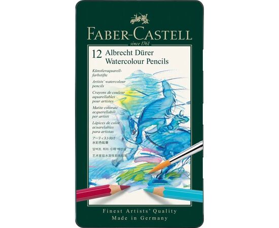 Карандаши цветные Faber-Castell Albrecht Drer акварельні , 12 кольорів в металевій коробці, (117512) (15437)