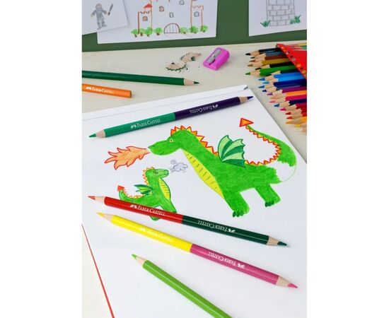 Карандаши цветные Faber-Castell Замок, двокольоров, 36 кольорів + стругачка (30455), изображение 2