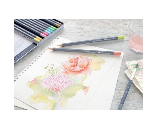 Карандаши цветные Faber-Castell GoldFaber Pastel,акварельні, металевий пенал 12 кольорів (114622) (31788), изображение 5