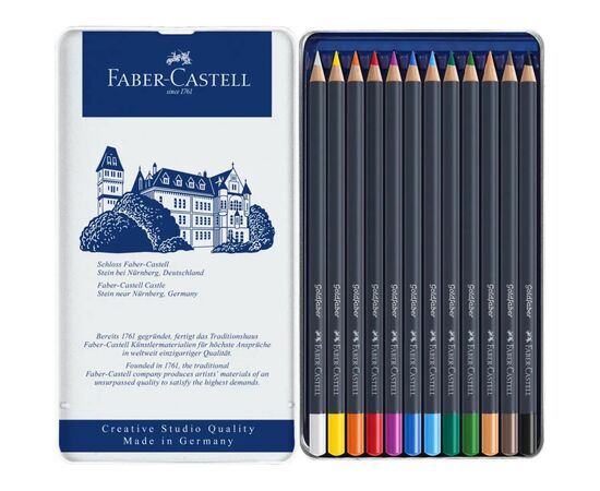 Карандаши цветные Faber-Castell GoldFaber металевий пенал 12 кольорів (114712) (27641), изображение 4