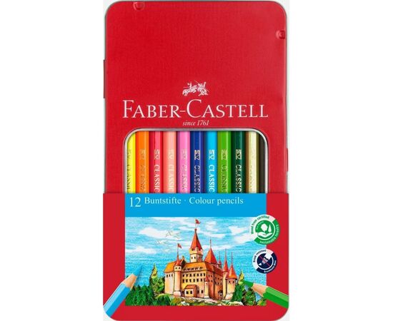 Карандаши цветные Faber-Castell Window Замок, металева коробка, 12 кольорів (115801) (27984)